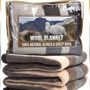 Natural Alpaca & Sheep Wool Blanket – Twin Size – Heavyweight Warmth, Thick